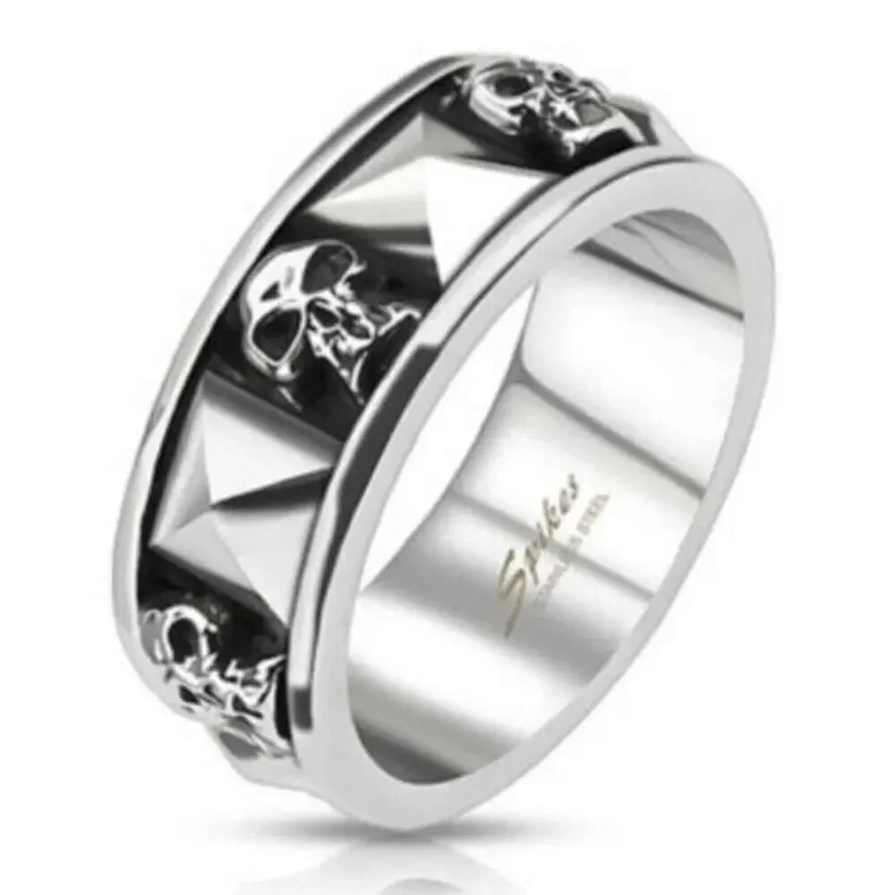 New‎ 316L stainless steel pyramid skull ring size 14